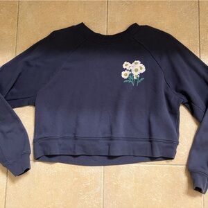 Culk cropped navy sweatshirt with Daisy detail